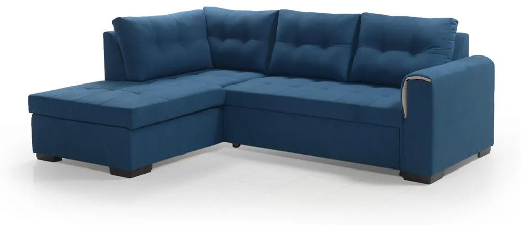 Γωνιακός Καναπές Κρεβάτι Verano Μπλε με αποθηκευτικό χώρο 247x174x88cm - Αριστερή Γωνία - TED4589