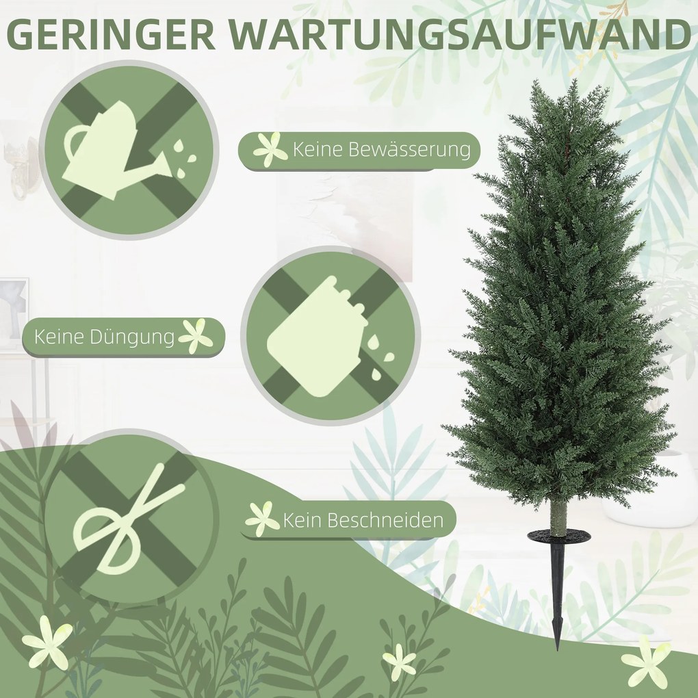 HOMCOM Σετ 2 Τεχνητών Φυτών, Τεχνητές Κυπαρίσσια με 831 Φύλλα το καθένα, Πολυχρηστικά, Πράσινο