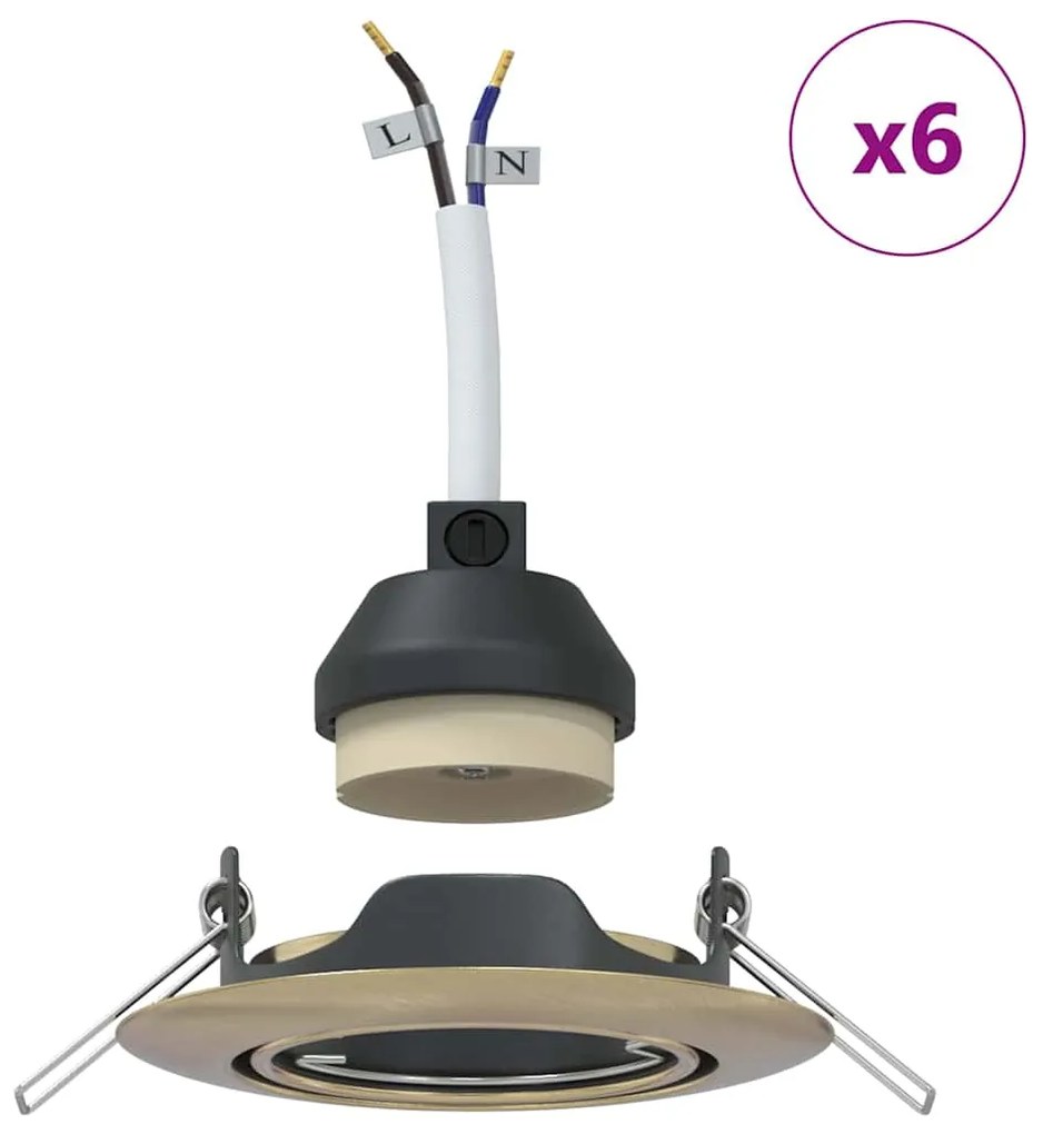 vidaXL Spotlights με προβολείς 6 pcs Ορείχαλκος 9 x 9 εκ. Μέταλλο