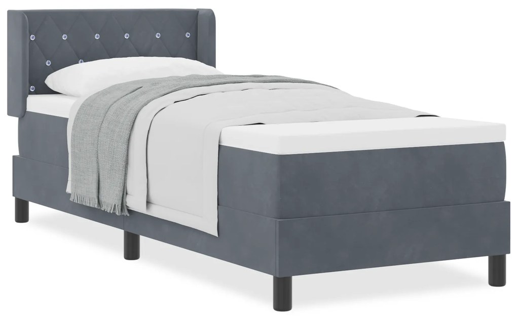 vidaXL Κρεβάτι Box Spring με Στρώμα Σκούρο Γκρί 80x200 εκ Βελούδο