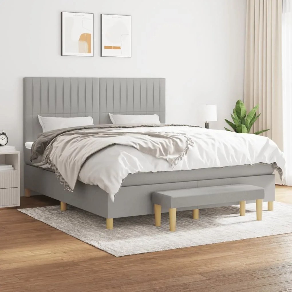 ΚΡΕΒΑΤΙ BOXSPRING ΜΕ ΣΤΡΩΜΑ ΑΝΟΙΧΤΟ ΓΚΡΙ 180X200 ΕΚ. ΥΦΑΣΜΑΤΙΝΟ 3137333