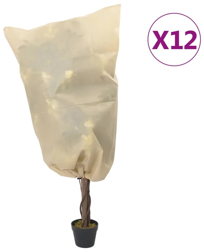 vidaXL Καλύμματα Φυτών Αντιπαγετ. με Κορδόνι 12τεμ. 70γρ/μ² 0,8x0,8 μ.