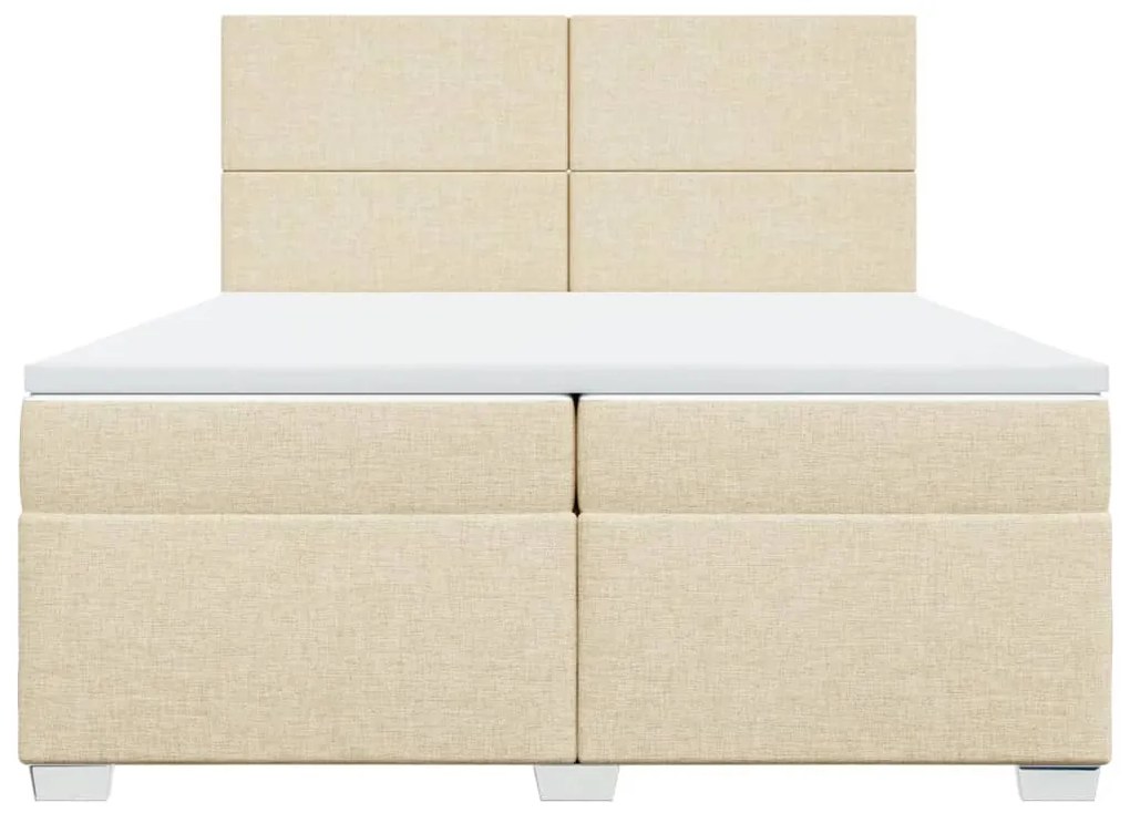 vidaXL Κρεβάτι Boxspring με Στρώμα Κρεμ 200x200 εκ. Υφασμάτινο