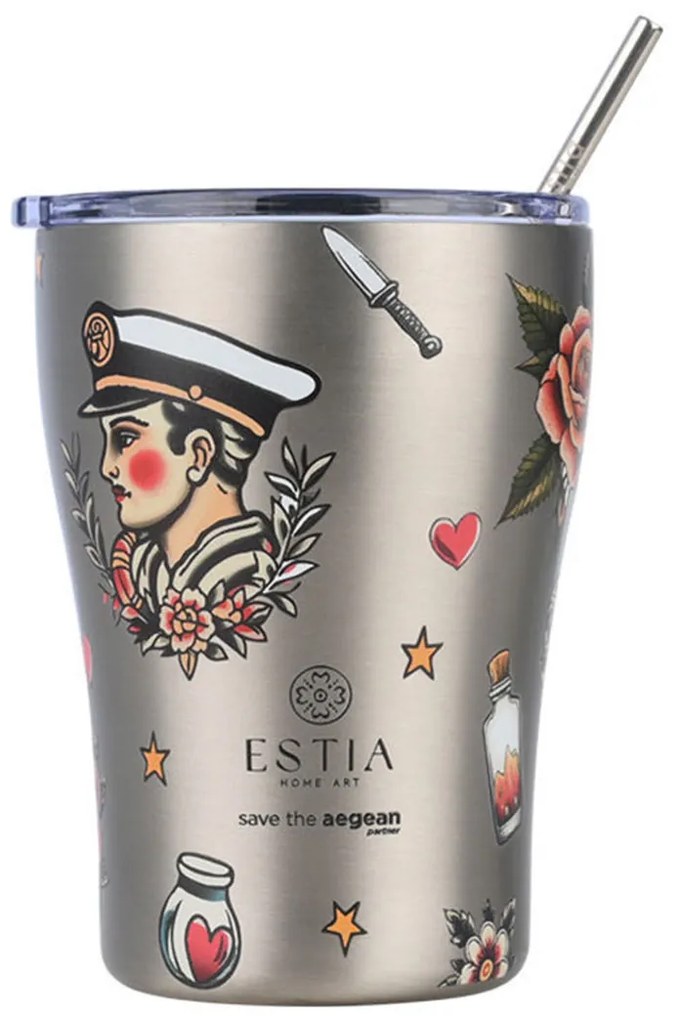 Ποτήρι Θερμός 350ml Estia Save The Aegean Old School Ink 01-31770