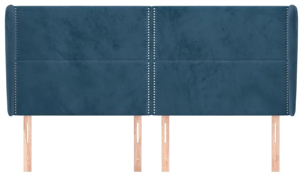 Κεφαλάρι με Πτερύγια Σκούρο Μπλε 183x23x118/128 εκ. Βελούδινο - Μπλε