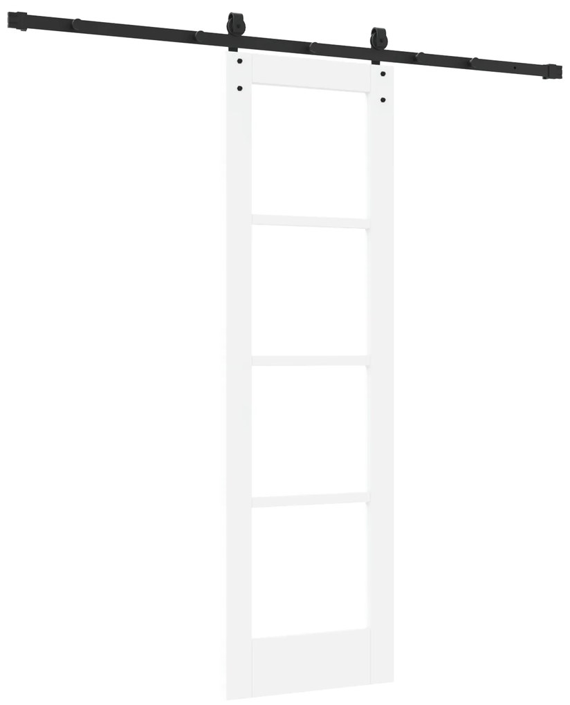vidaXL Συρόμενη Πόρτα με Σετ Αξεσουάρ Λευκό 61x198.5 εκ. Συμπαγές Ξύλο Πεύκου