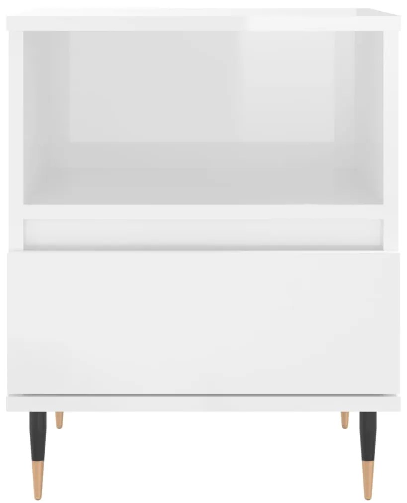 vidaXL Κομοδίνα 2 τεμ. Γυαλ. Λευκό 40 x 35 x 50 εκ. Επεξεργασμένο Ξύλο