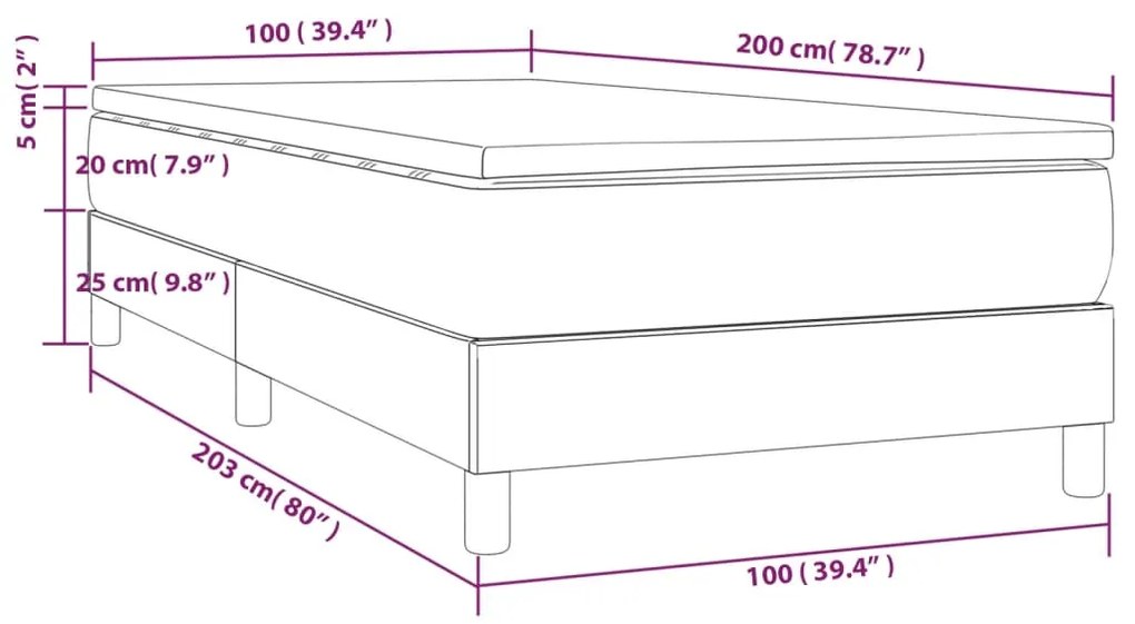 ΚΡΕΒΑΤΙ BOXSPRING ΜΕ ΣΤΡΩΜΑ TAUPE 100 X 200 ΕΚ. ΥΦΑΣΜΑΤΙΝΟ 3144155