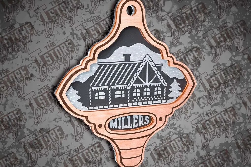 Σετ των 3 Intra απο ξύλο plywood 3mm-4mm πάχος - Οικογενειακά Διακοσμητικά Σχέδιο  Cut Laser Δίασταση 6x6 cm INTRAFABR-79660552