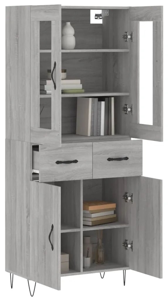 vidaXL Ντουλάπι Γκρι Sonoma 69,5 x 34 x 180 εκ. Επεξεργασμένο Ξύλο