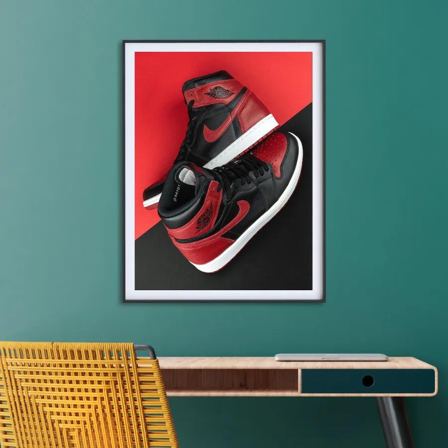 Πόστερ &amp; Κάδρo Sneakers KDS028A 40x50cm Μαύρο Ξύλινο Κάδρο (με πόστερ)