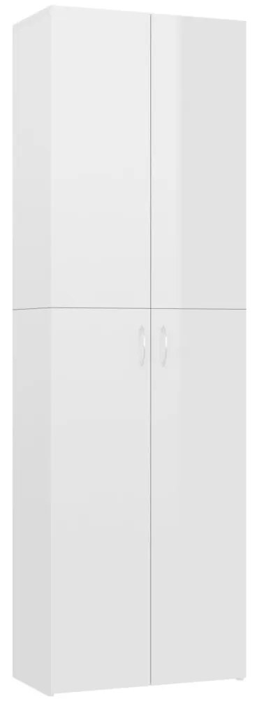 Ντουλάπα Γραφείου Γυαλιστερό Λευκό 60x32x190 εκ. Επεξ. Ξύλο - Λευκό