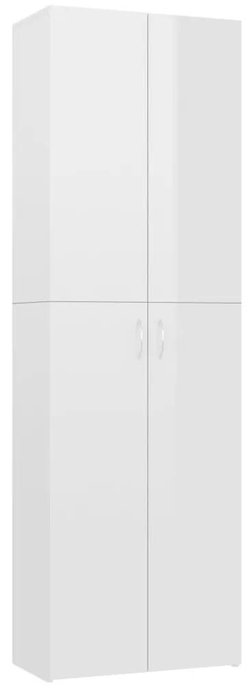 Ντουλάπα Γραφείου Γυαλιστερό Λευκό 60x32x190 εκ. Μοριοσανίδα - Λευκό