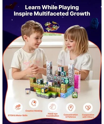 VEVOR Magnetic Blocks 100 PCS Cemetery Zombies Set STEM Montessori Sensory Toys