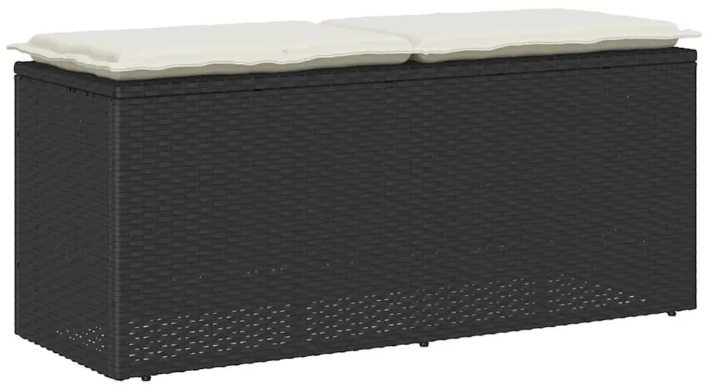 Πάγκος κήπου με μαξιλάρι Μαύρο 110x40x44 cm Poly Rattan - Μαύρο