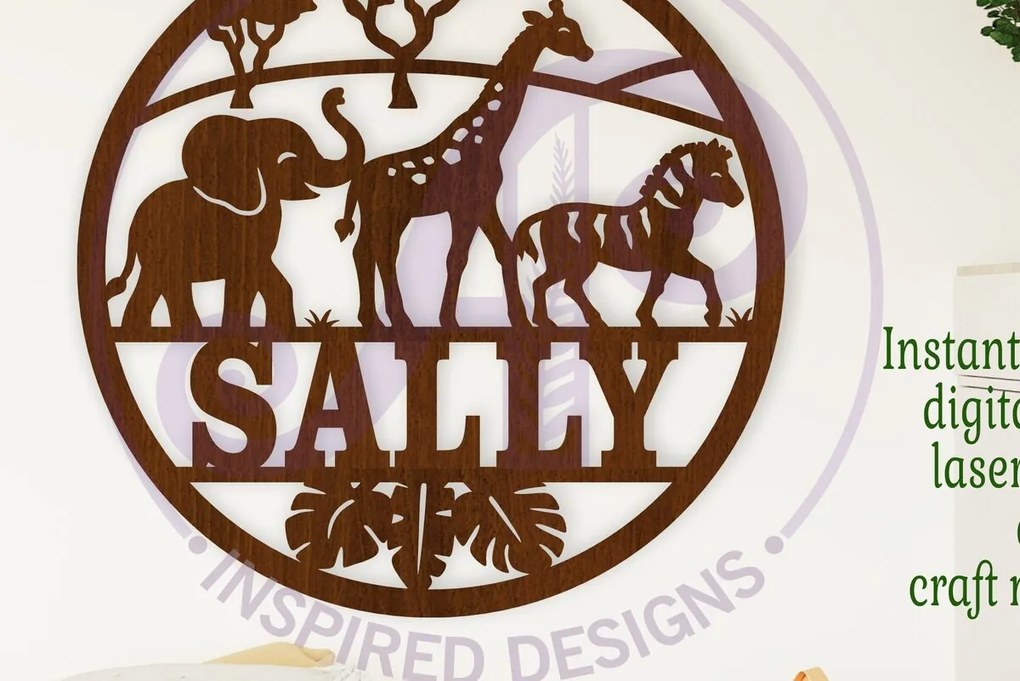 Σετ των 3 Intra απο ξύλο plywood 3mm-4mm πάχος Σήμα ονόματος 3 Safari Animals Δίασταση 6x6 cm INTRAFABR-109903293