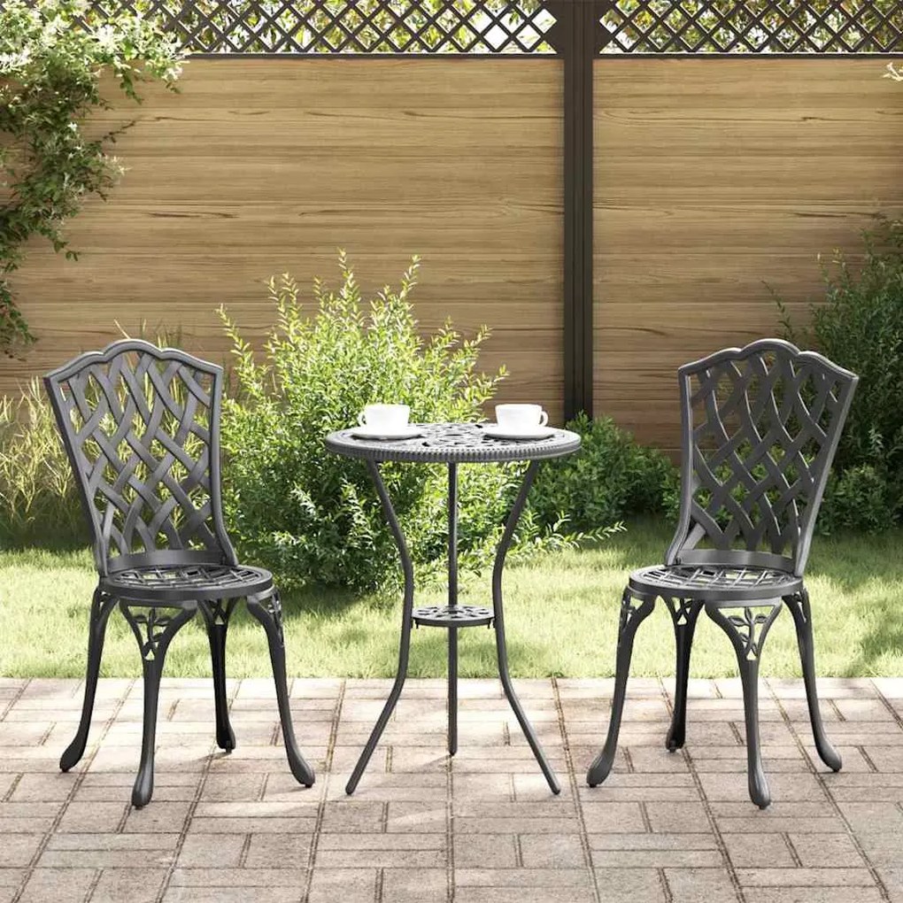 vidaXL Καρέκλα Κήπου 2 pcs Μαύρο 55 x 56.5 x 91εκ Αλουμίνιο