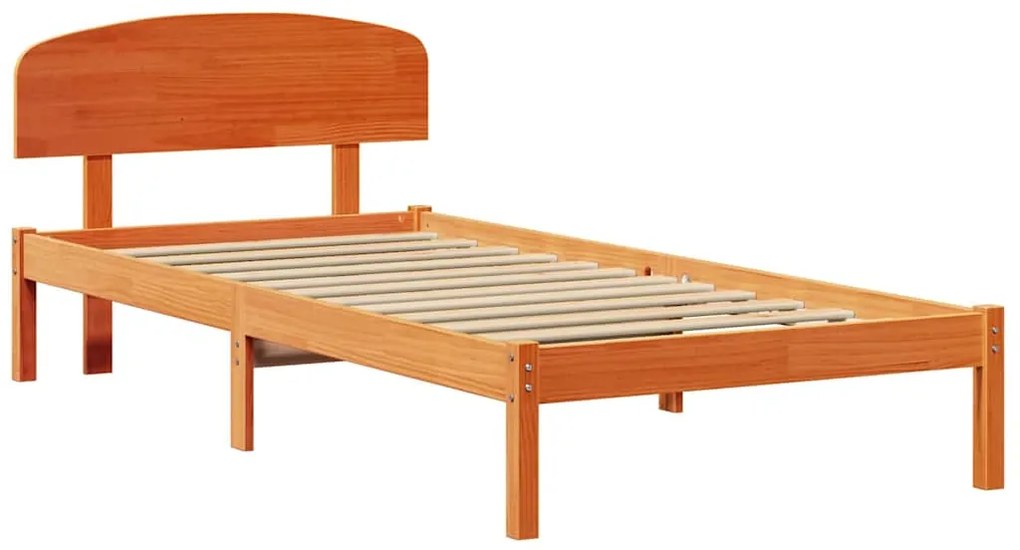 vidaXL Σκελετός Κρεβατιού Κερωτό καφέ 90 x 190 cm Στερεά ξυλεία πεύκου