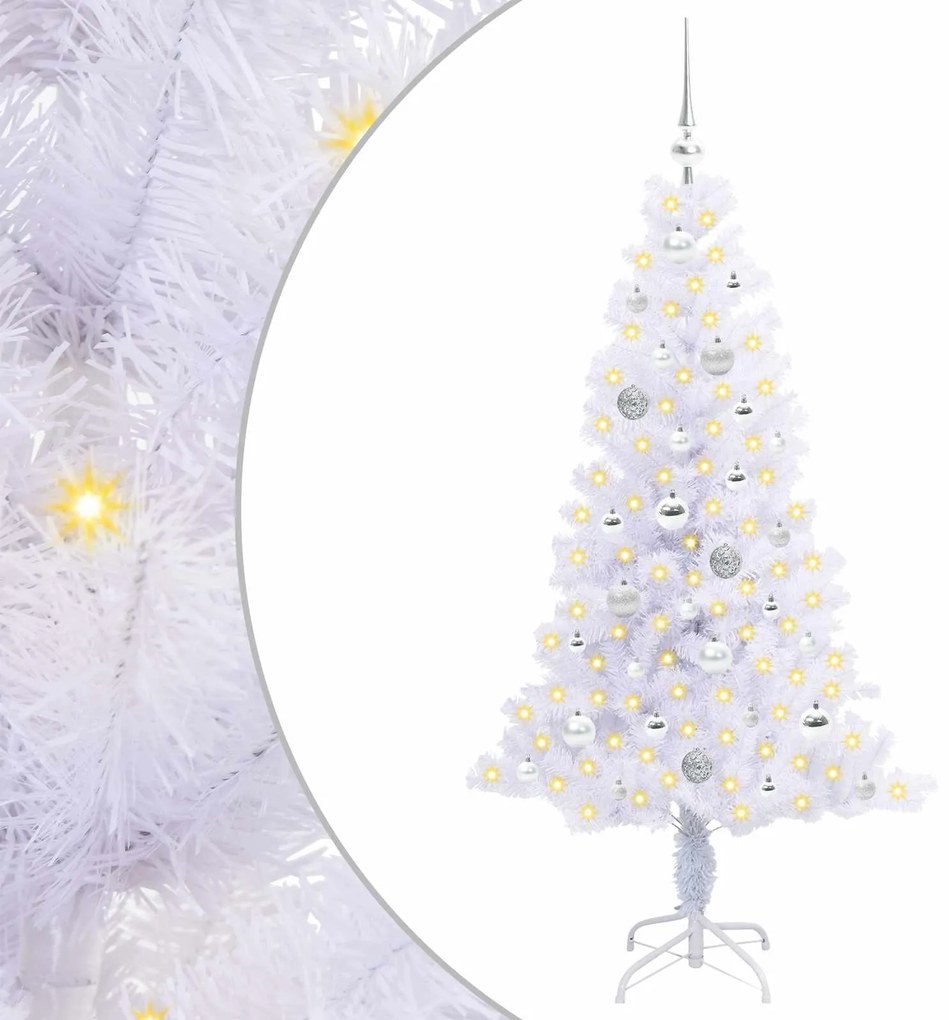 vidaXL Τεχνητό Χριστουγεννιάτικο Δέντρο Λευκό 150 cm PVC και Χάλυβας