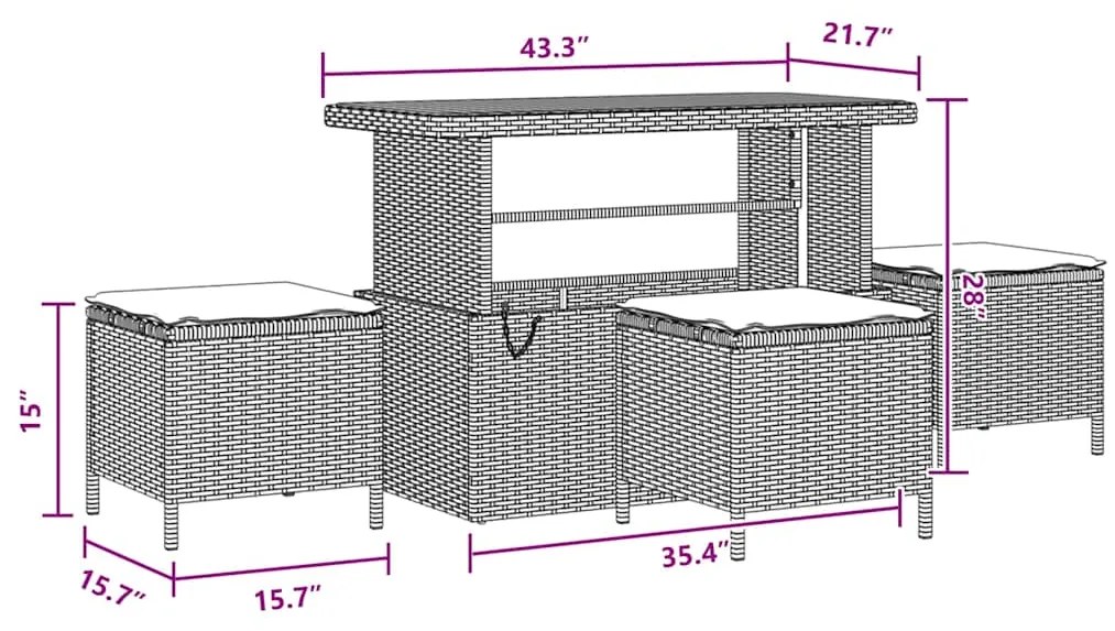 vidaXL Σετ Καναπέ Κήπου με μαξιλάρι 10 pcs Μαύρο συνθετικό ρατάν