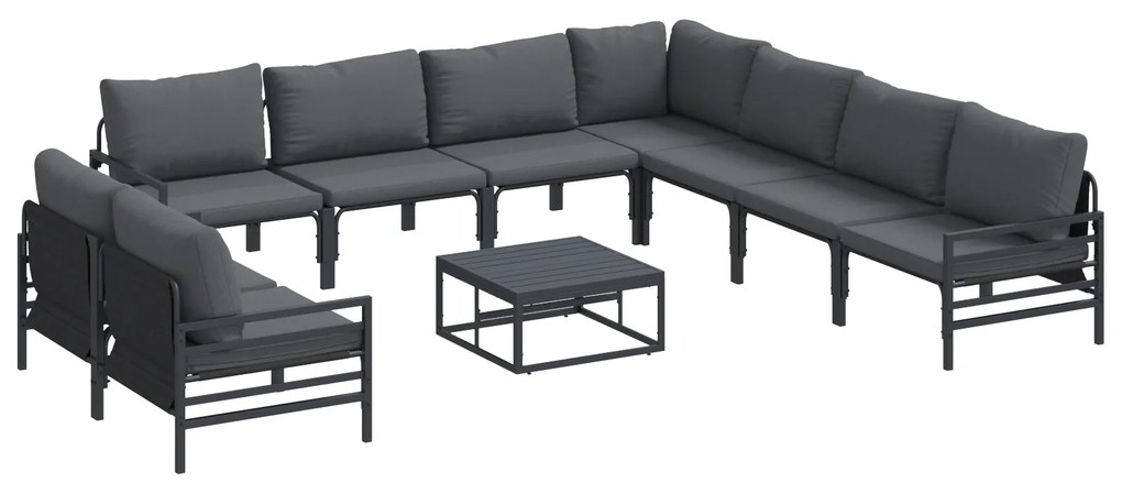 vidaXL Σετ Καναπέ Κήπου 10 pcs Ανθρακί Ατσάλι