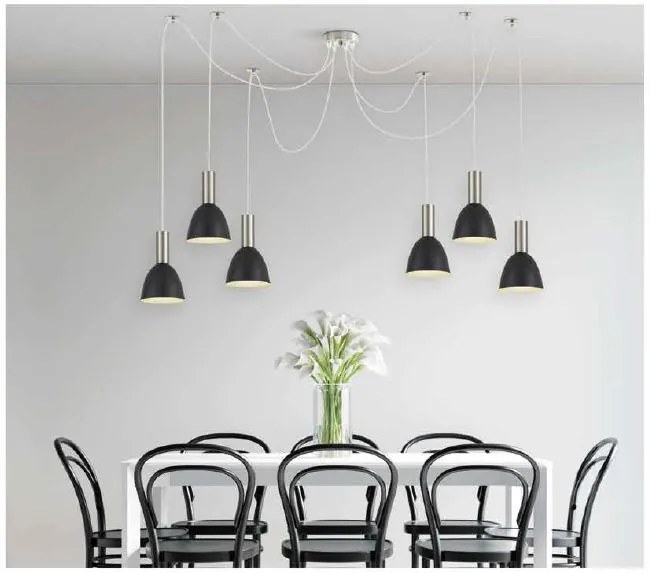 Φωτιστικό Οροφής  SE21-NM-4-NM6-MS2 ADEPT TUBE Nickel Matt Pendant Black Metal Shade+ - 77-8457 - 51W - 100W - 77-8457