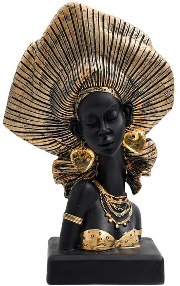 Διακοσμητική Φιγούρα Africa Queen 374-224-408 17x9x29cm Black-Gold Πολυρεσίνη