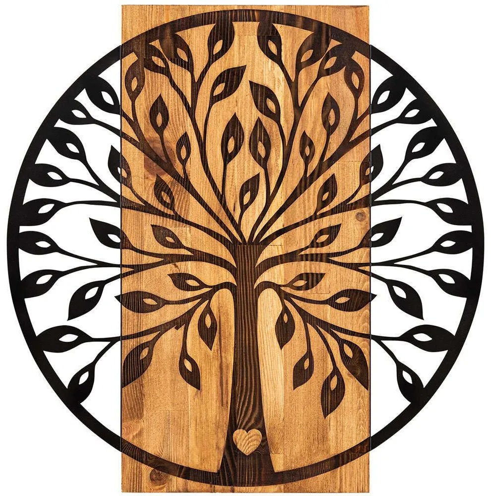Διακοσμητικό Τοίχου Zehre 279ENZ1777 56x58cm Walnut-Black Wallity Metal,Wood