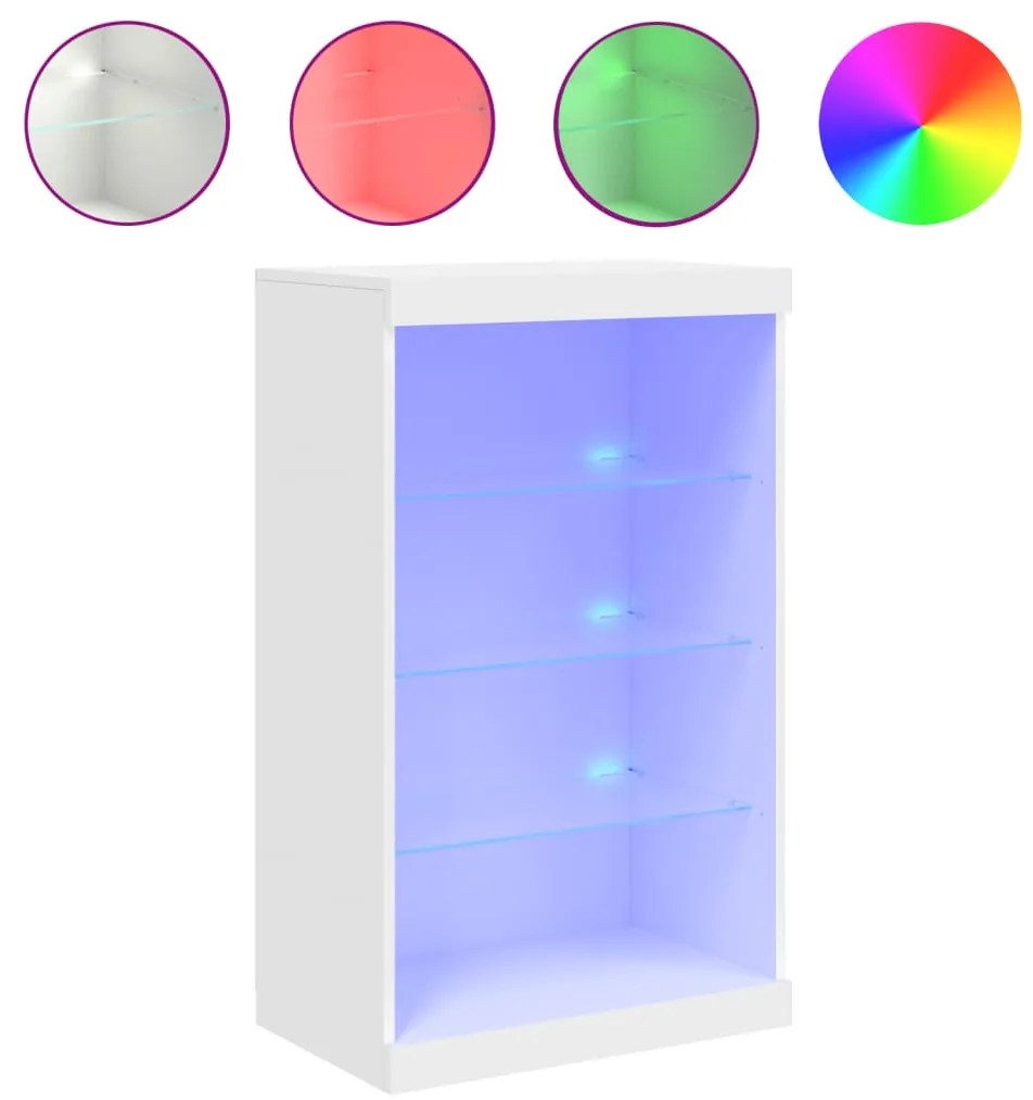 vidaXL Μπουφές με Φώτα LED Λευκός 60,5 x 37 x 100 εκ.