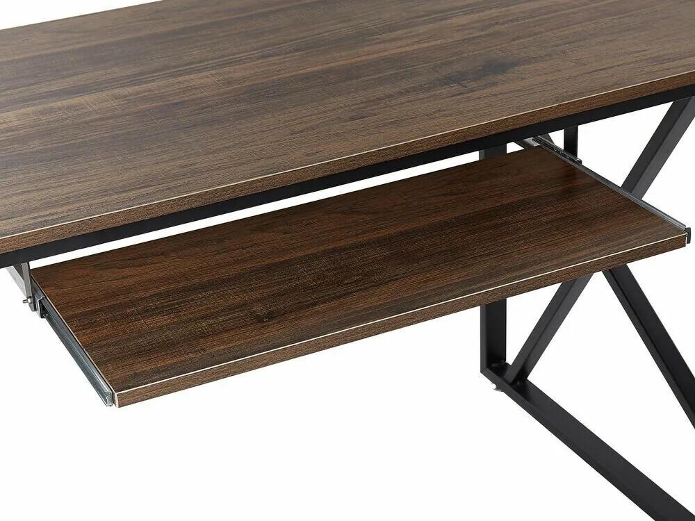 Τραπέζι γραφείου Berwyn 387, Με ράφι πληκτρολογίου, 74x120x60cm, 18 kg, Μαύρο, Σκούρο ξύλο | Epipla1.gr