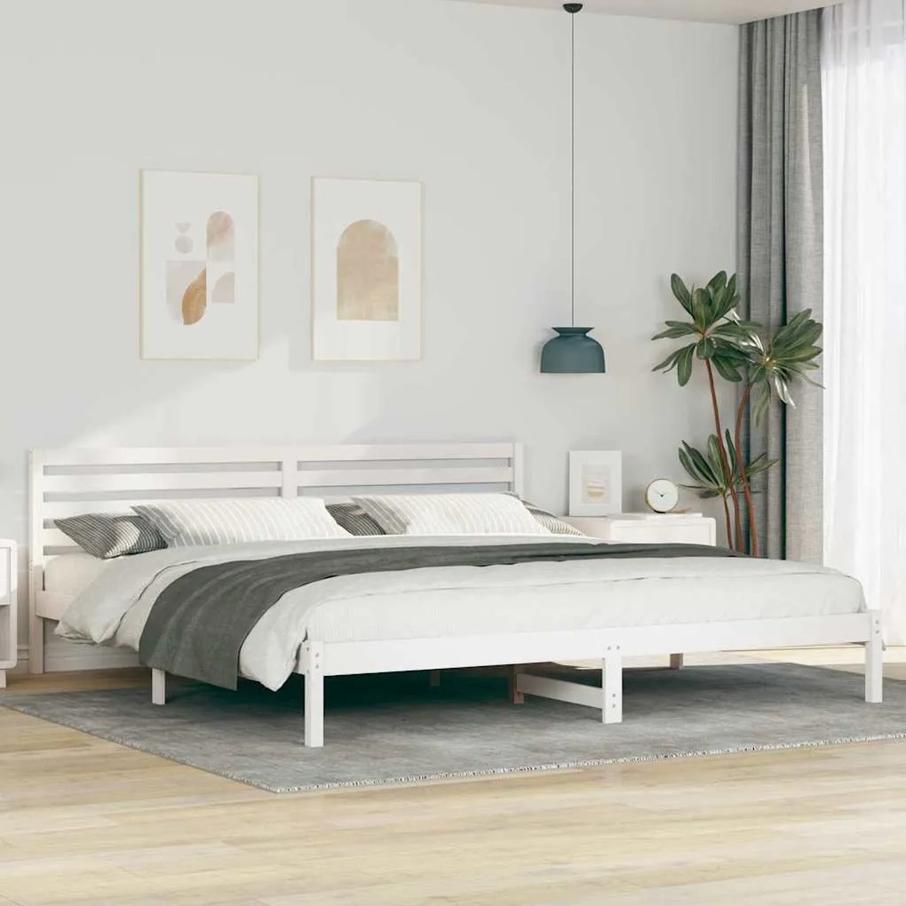 vidaXL Σκελετός Κρεβατιού Λευκό 200 x 210 cm Μασίφ ξύλο πεύκου