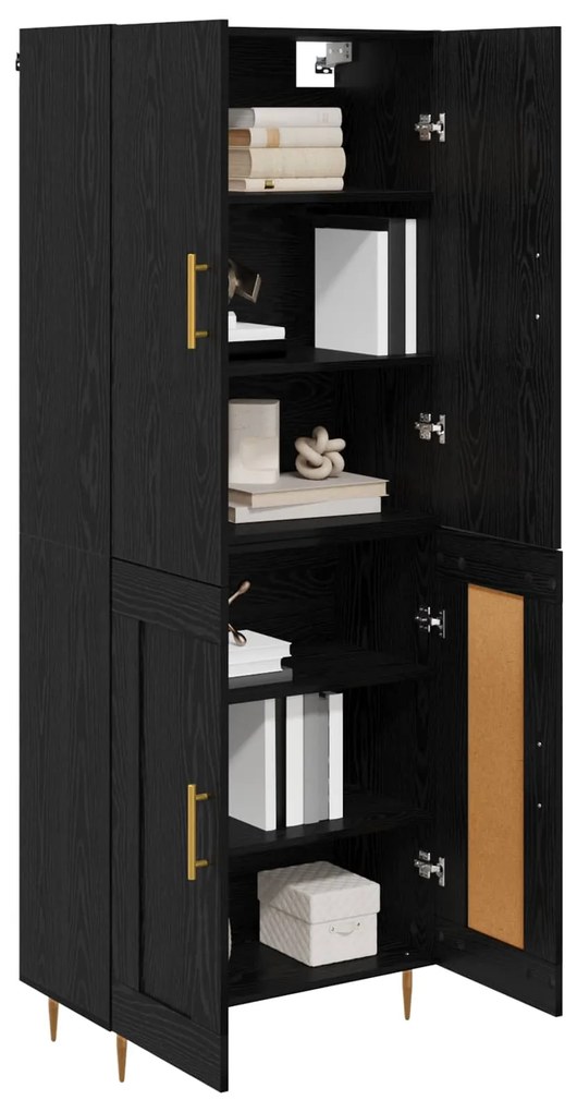 vidaXL Highboard Μαύρη Οξυά 69,5 x 34 x 180 εκ. Επεξεργασμένο ξύλο