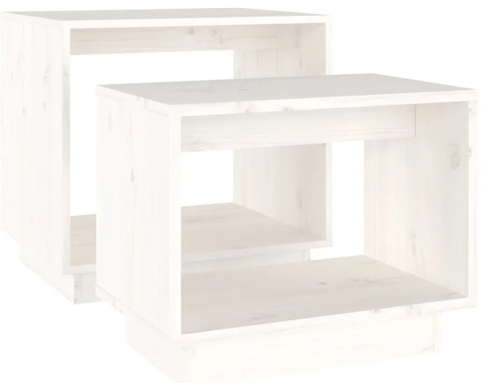 vidaXL Τραπεζάκια Ζιγκόν 2 τεμ. Λευκά από Μασίφ Ξύλο Πεύκου