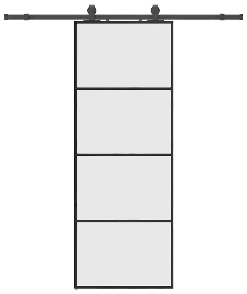 Συρόμενη Πόρτα με Μηχανισμό Μαύρο 76x205 εκ. Γυαλί ESG - Μαύρο
