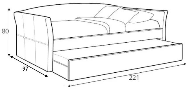 Κρεβάτι Houston 1020, Μονόκλινο με έξτρα κρεβάτι, Γκρι, 90x200, Ταπισερί, Τάβλες για Κρεβάτι, 97x221x80cm, 64 kg, Ξύλο: Καουτσούκ | Epipla1.gr