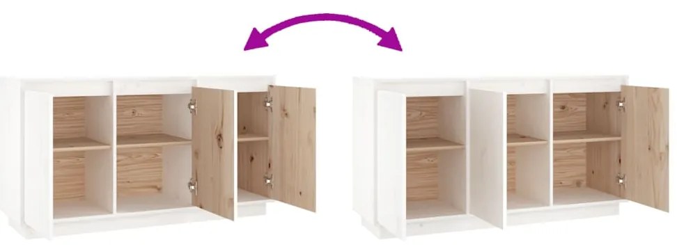 vidaXL Μπουφές με Συρτάρια Λευκός 111x34x60 εκ. από Μασίφ Ξύλο Πεύκου