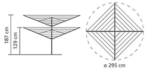 Brabantia Lift-O-Matic για εξωτερικούς χώρους 90300269, 60 m, Ρυθμιζόμενο ύψος, Μεταλλικό καρφί, Ανθεκτικό στη διάβρωση, Inox