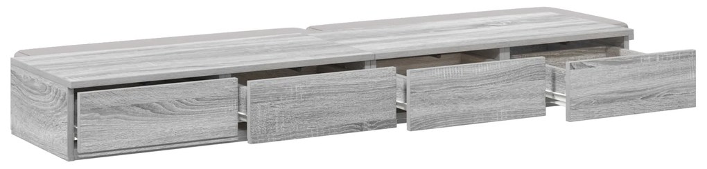 vidaXL Συρτάρια Κρεβατιού Γκρι Σονομά 140x36,5x16,5 εκ Επεξεργασμένο Ξύλο