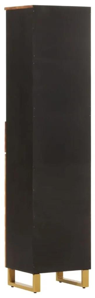 Ντουλάπι Μπάνιου Καφέ/Μαύρο 38x33,5x160 εκ. Μασίφ Ξύλο Μάνγκο - Καφέ