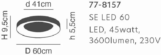 Φωτιστικό Οροφής - Πλαφονιέρα SE LED 60 AMAYA CEILING NICKEL MAT Δ3 - 77-8157 - 21W - 50W - 77-8157