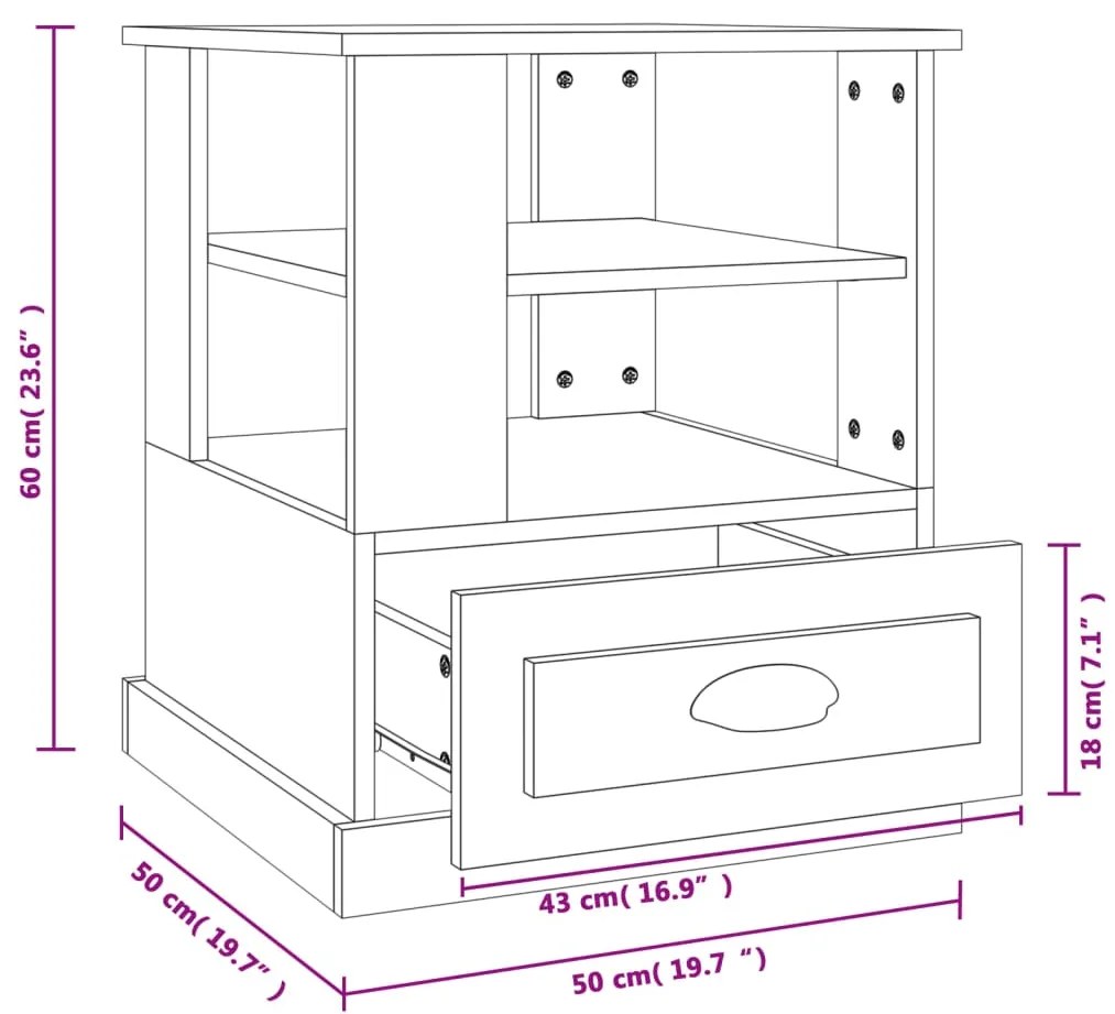 Βοηθητικό Τραπέζι Γκρι Sonoma 50x50x60 εκ. Επεξεργασμένο Ξύλο - Γκρι