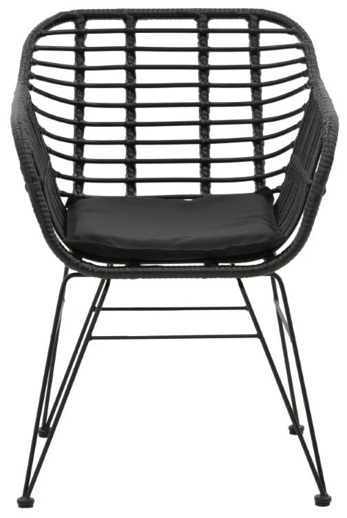 Καρέκλα - Πολυθρόνα Naoki με μαξιλάρι pe μαύρο-μέταλλο μαύρο πόδι 55x58x79 εκ. 55x58x79 εκ.