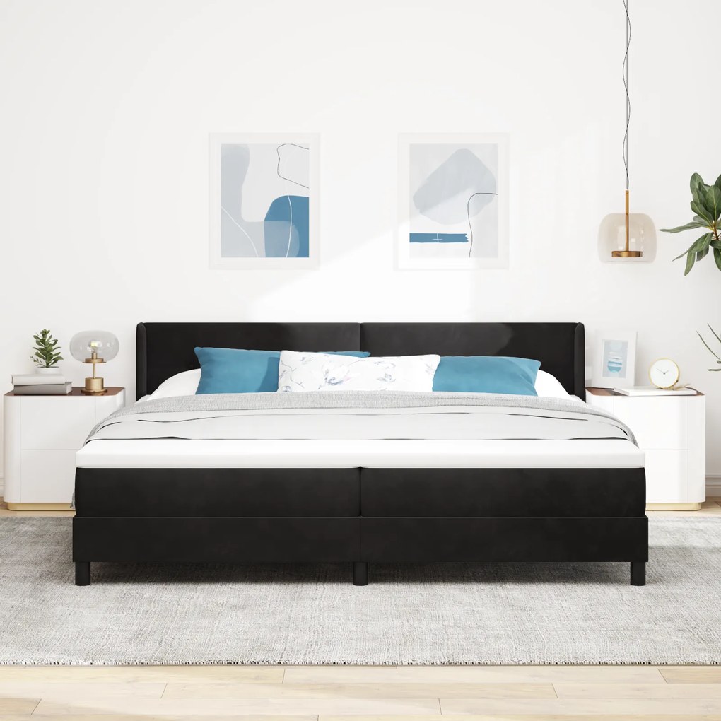 vidaXL Κρεβάτι με Στρώμα Μαύρο 200x200 cm Βελούδινο