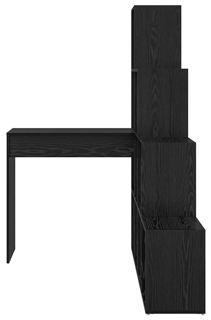 vidaXL Γωνιακό γραφείο με ράφι Μαύρη Οξυά 101,5 x 149,5 x 149,5 εκ.