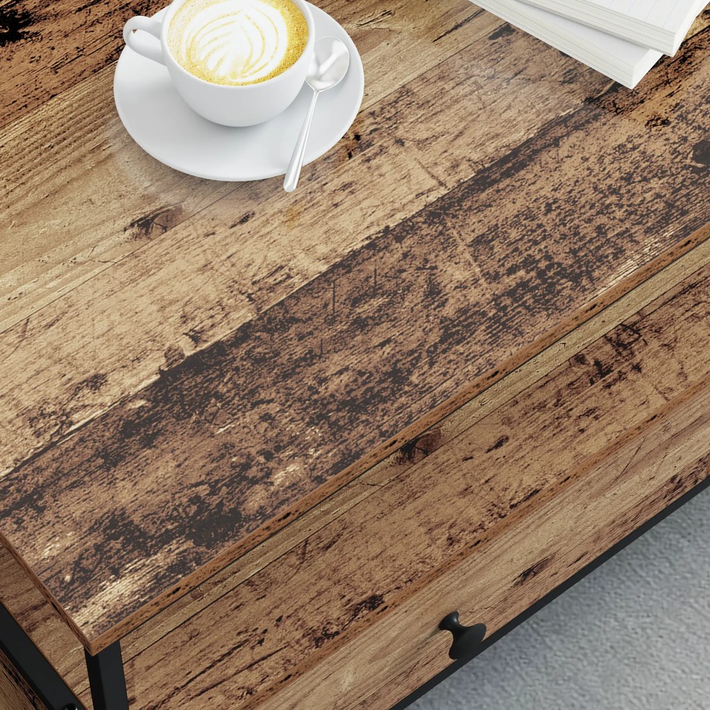 vidaXL Τραπεζάκι σαλονιού with Drawer Παλαιό ξύλο 100 x 51 x 45 cm