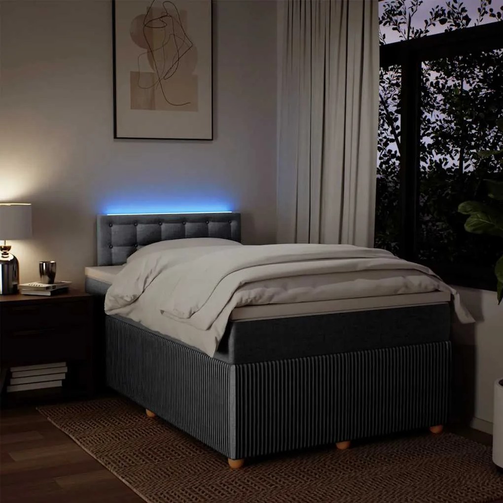 vidaXL Κρεβάτι Boxspring με Στρώμα Ανοιχτό Γκρι 120x190 εκ. Υφασμάτινο