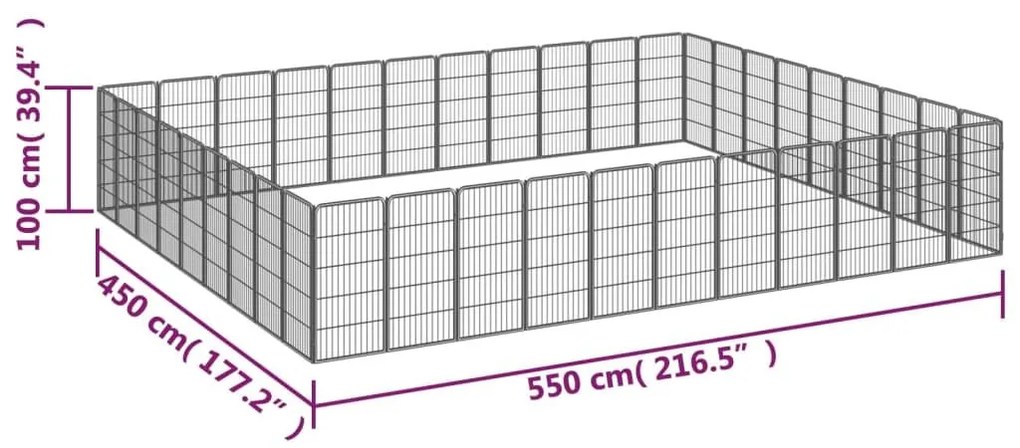 Κλουβί Σκύλου 40 Πάνελ Μαύρο 50x100 εκ. Ατσάλι με Βαφή Πούδρας - Μαύρο