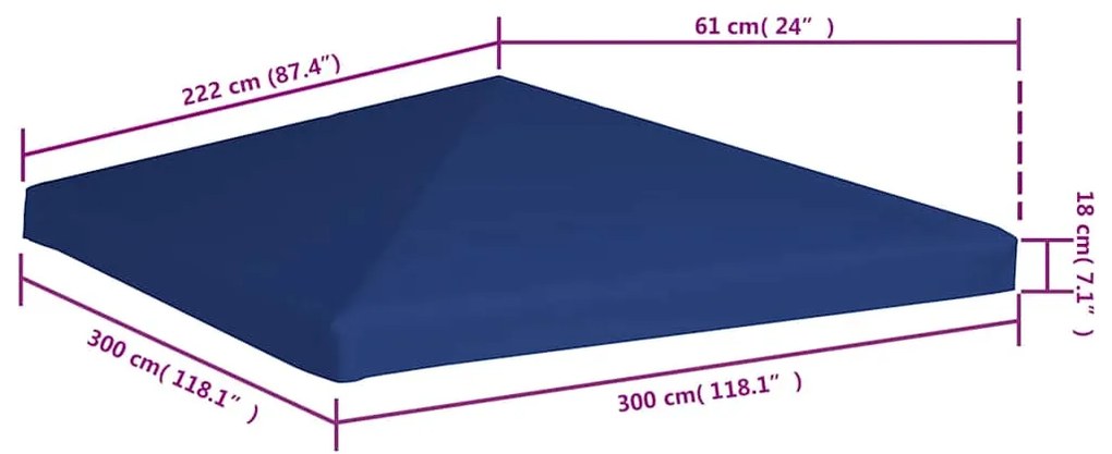 vidaXL Κάλυμμα για Κιόσκι Μπλε 3 x 3 μ. 310 γρ./μ²
