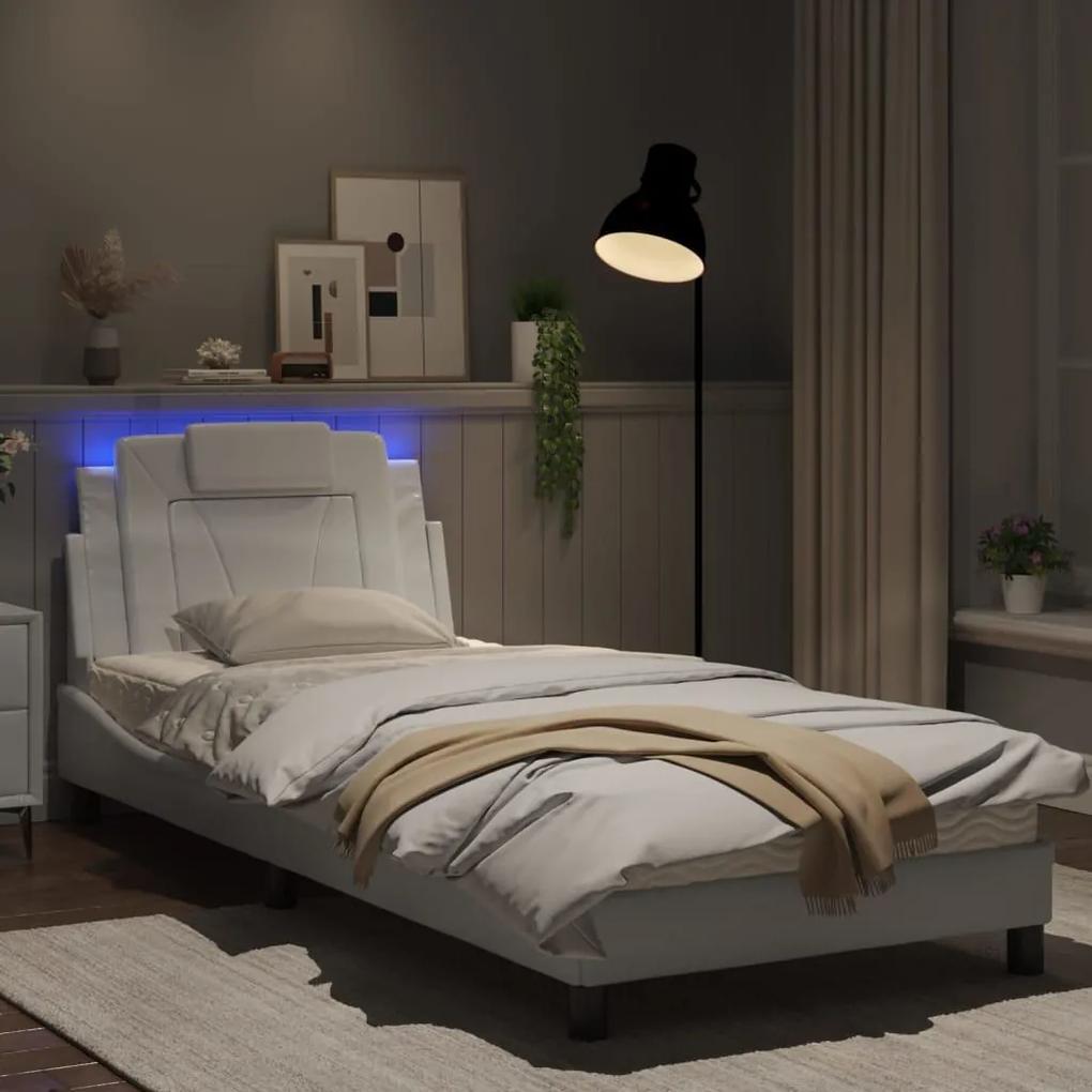 Πλαίσιο Κρεβατιού με LED Λευκό 80x200 εκ. Συνθετικό Δέρμα - Λευκό
