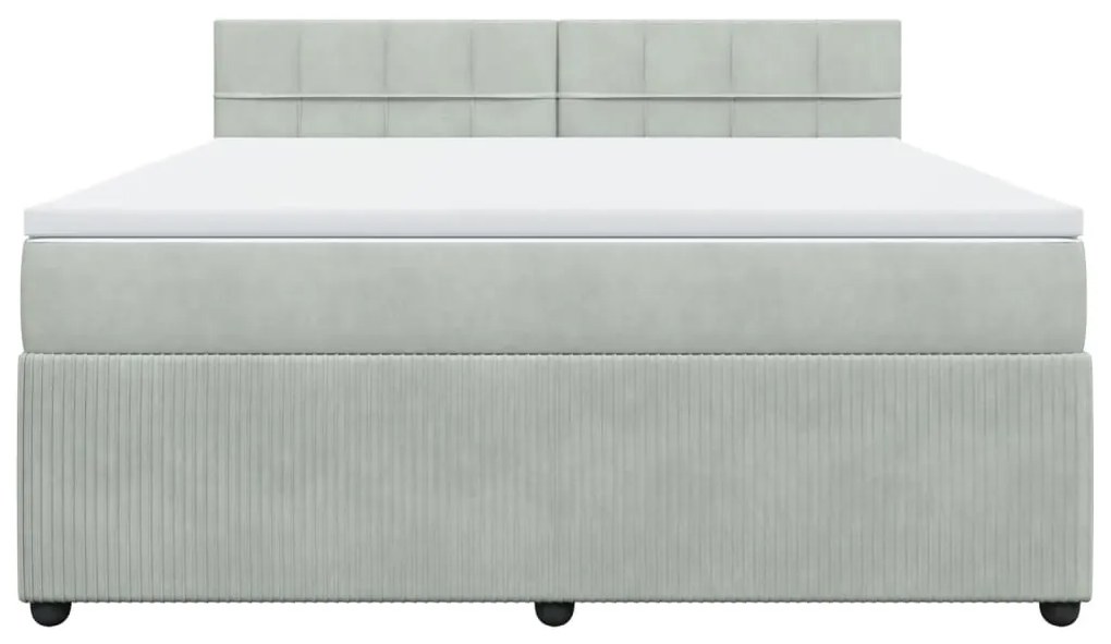 Κρεβάτι Boxspring με Στρώμα Ανοιχτό Γκρι 180x200 εκ. Βελούδινο - Γκρι